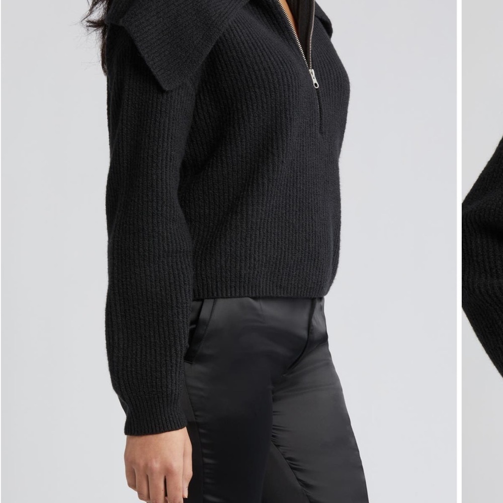 Brown Nordstrom Open Edit Ribbed Half-Zip Sweater - Picture 8 of 8